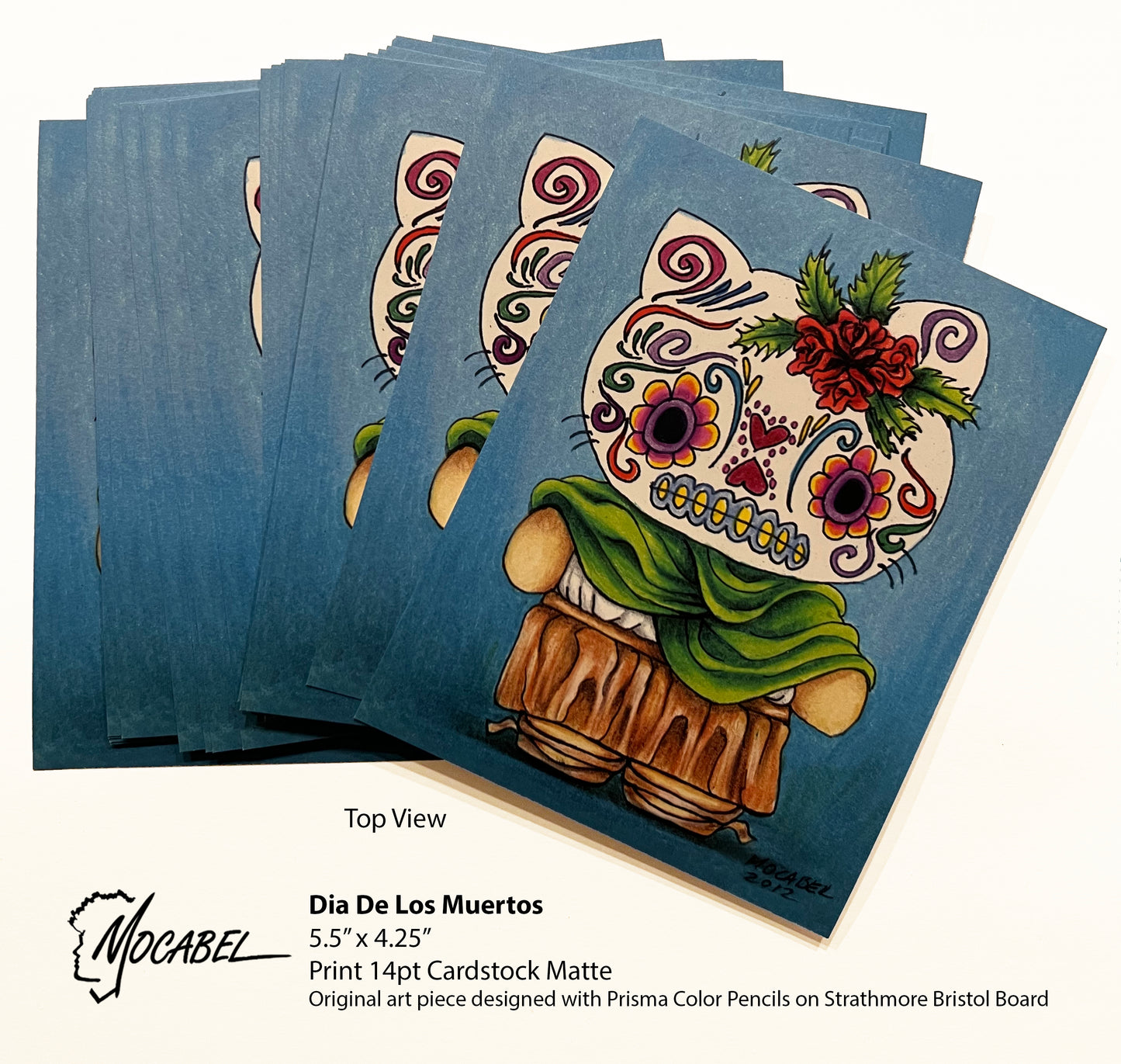 Dia De Los Muertos Kitty - Print: 4.25" x 5.5" 14pt Cardstock Matte