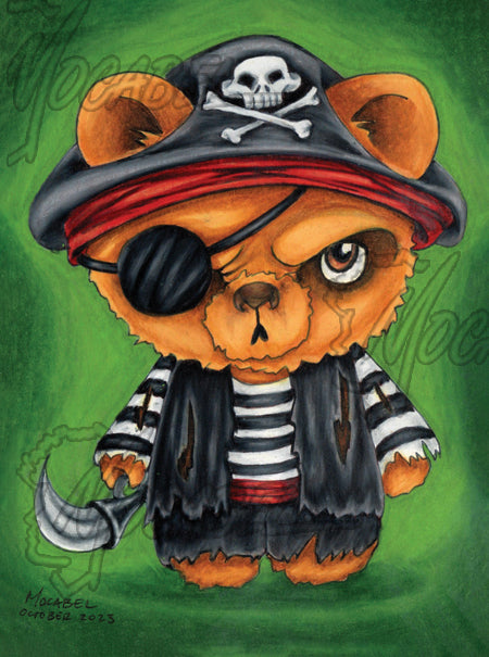 Pirate Bear - 4.5" x 6" Cardstock