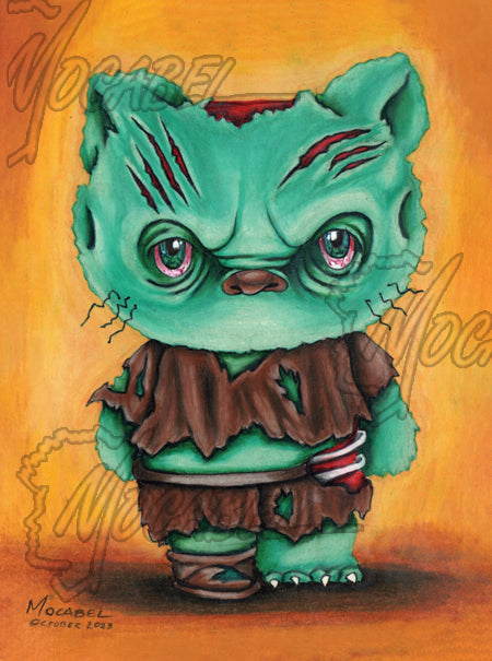 Zombie Kitty - 4.5" x 6" Cardstock